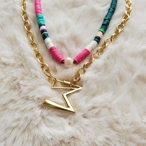 Gold plated gold letter with necklace